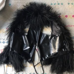 Black shearling vest